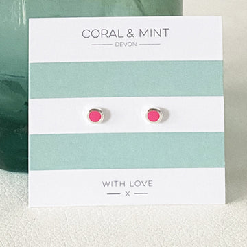 Neon Pink Studs Coral and Mint
